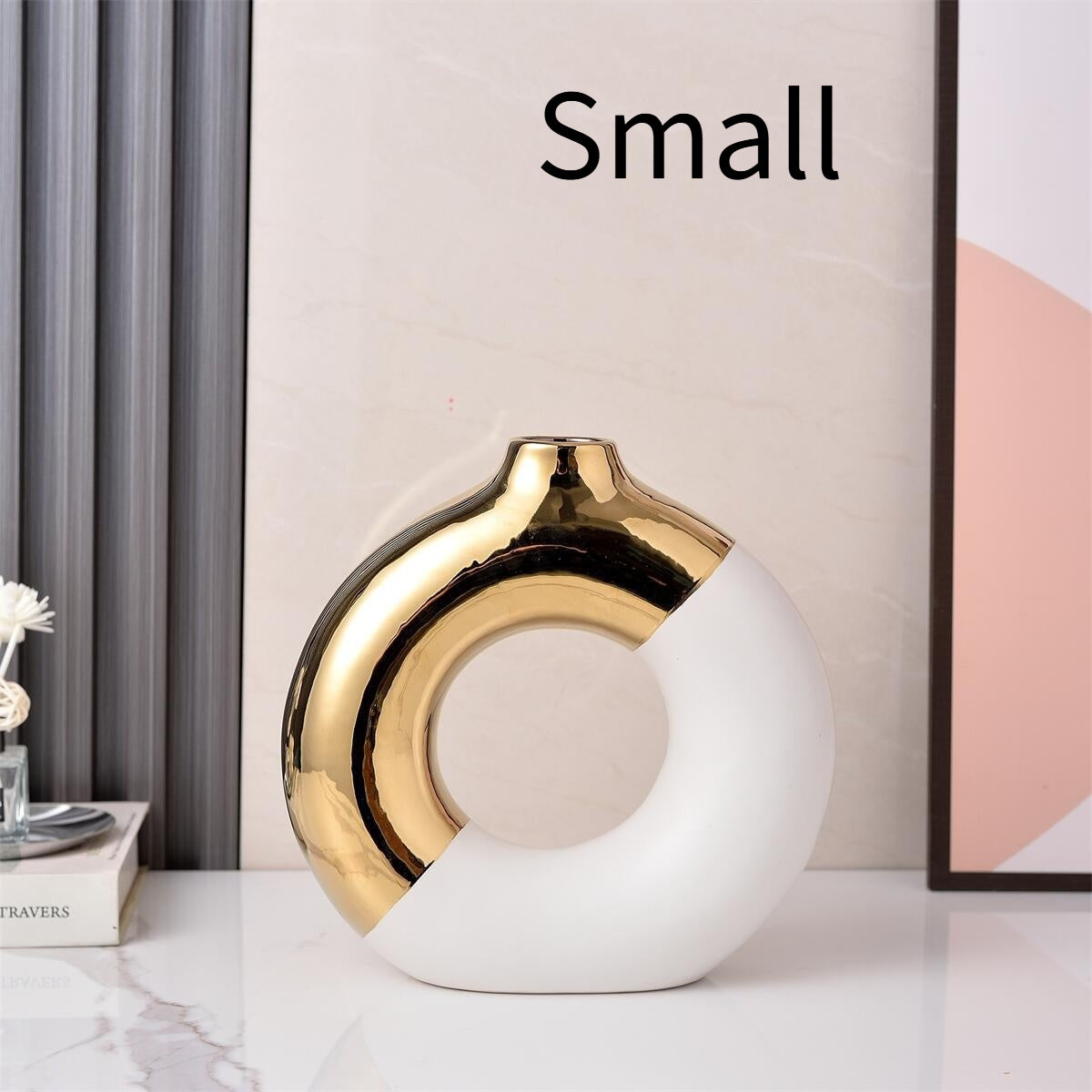 Maison Leonardo™ Noir & Gold Ceramic Vase – Handgefertigte Keramikvase in Luxury-Optik